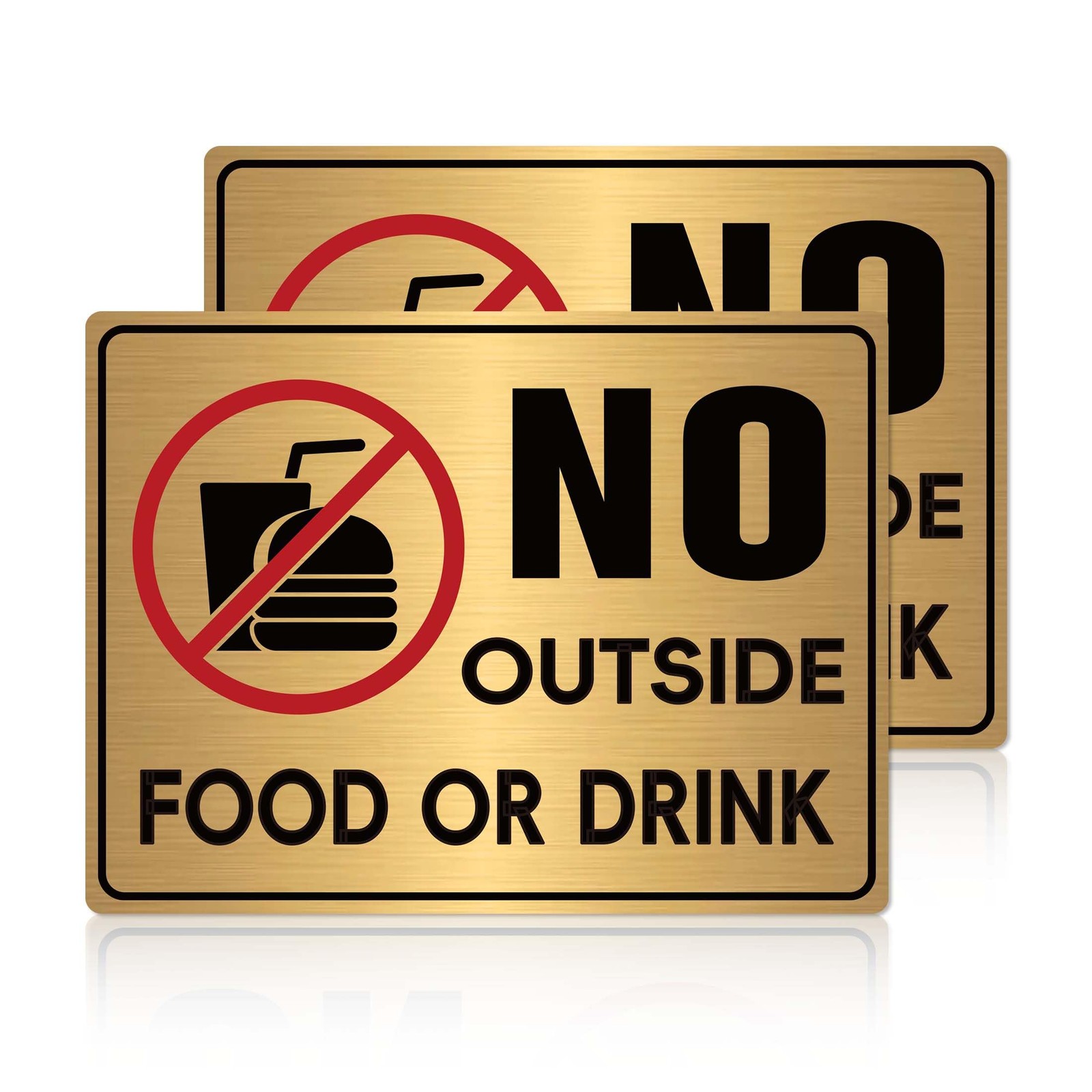 2PCS No Outside Food or Drink Sticker, Self-Adhesive Brushed Gold No Food or …