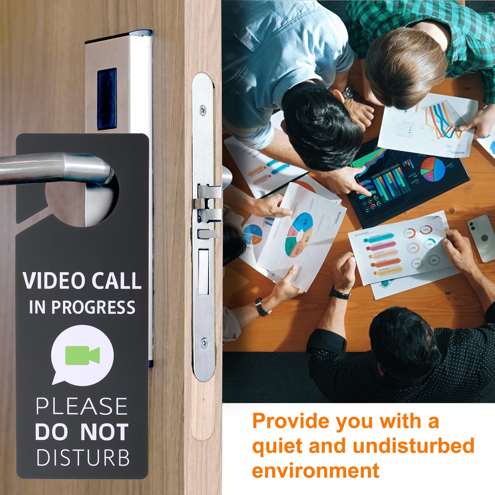 2 Pcs Do Not Disturb Door Hanger Sign, Video Call in Progress Door Sign,Grey