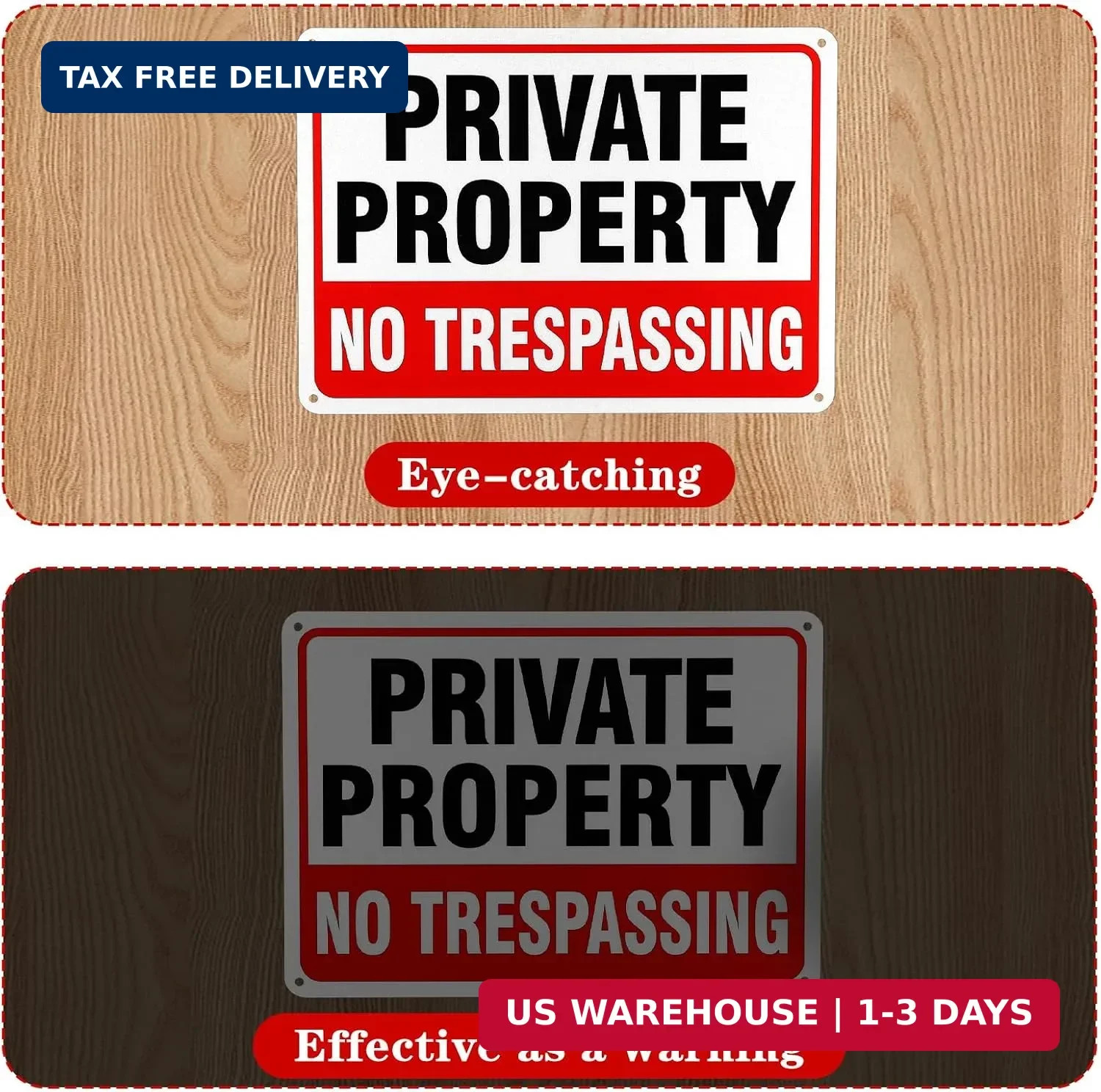 12 Pcs No Trespassing Signs, 10×7 Inch Private Property Reflective Aluminum Weat