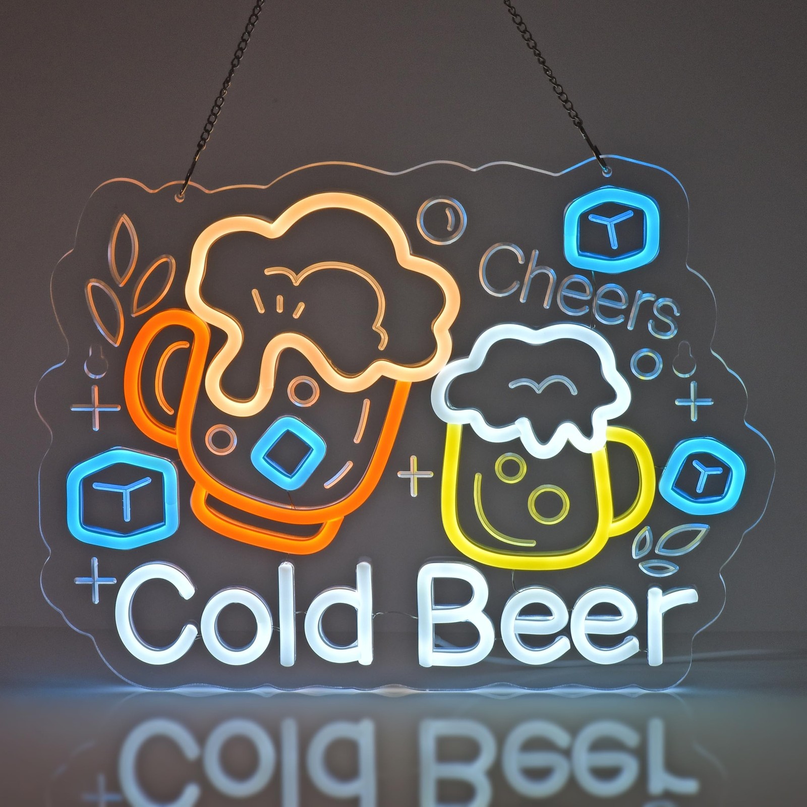 Cold Beer Neon Sign, Neon Light Hanging Wall Art Decoration for Restaurant Ca…