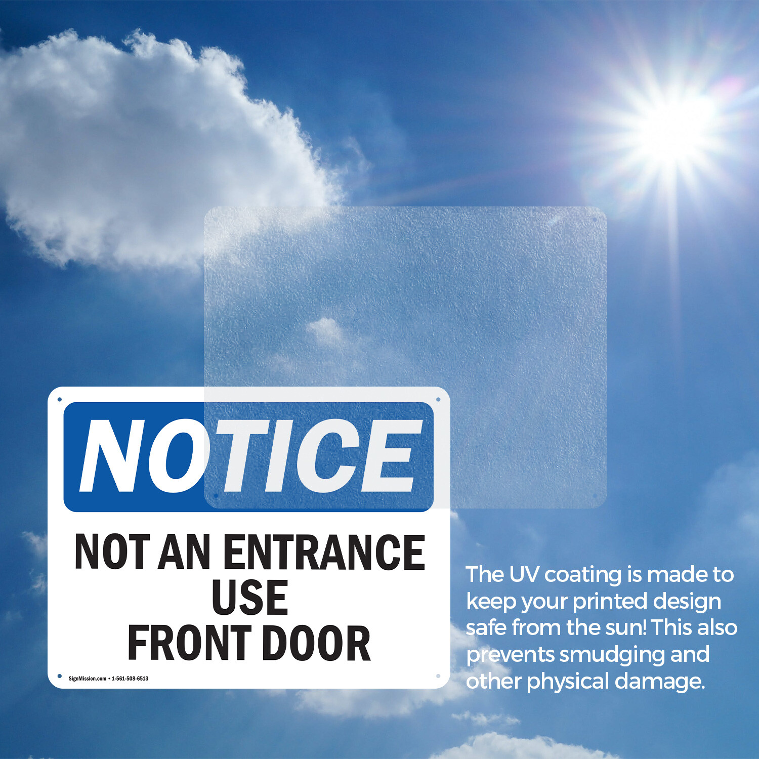(2 Pack) Not An Entrance Use Front Door OSHA Notice Sign Decal Metal Plastic