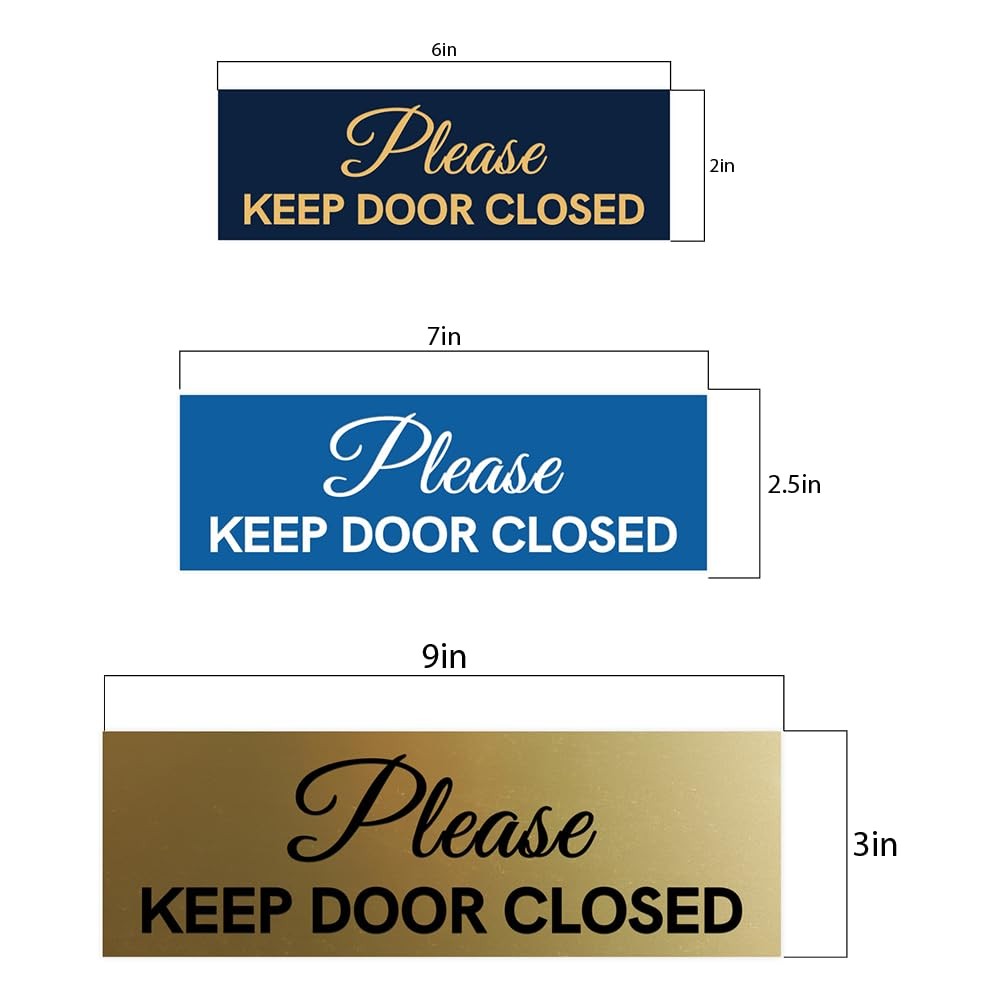 Basic Please Keep Door Closed Cursive Sign White Small Commercial Plaque