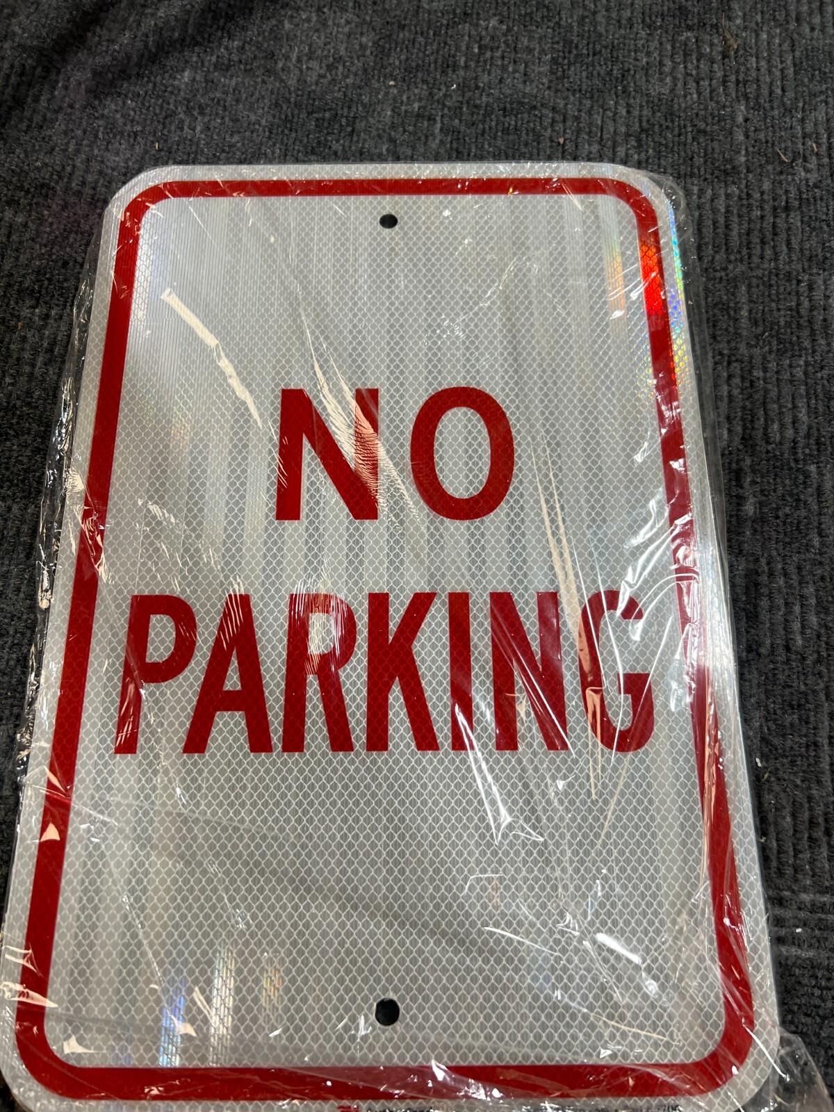 (QTY 3) No Parking Sign 12″ x 18″ Reflective Aluminum Red on White