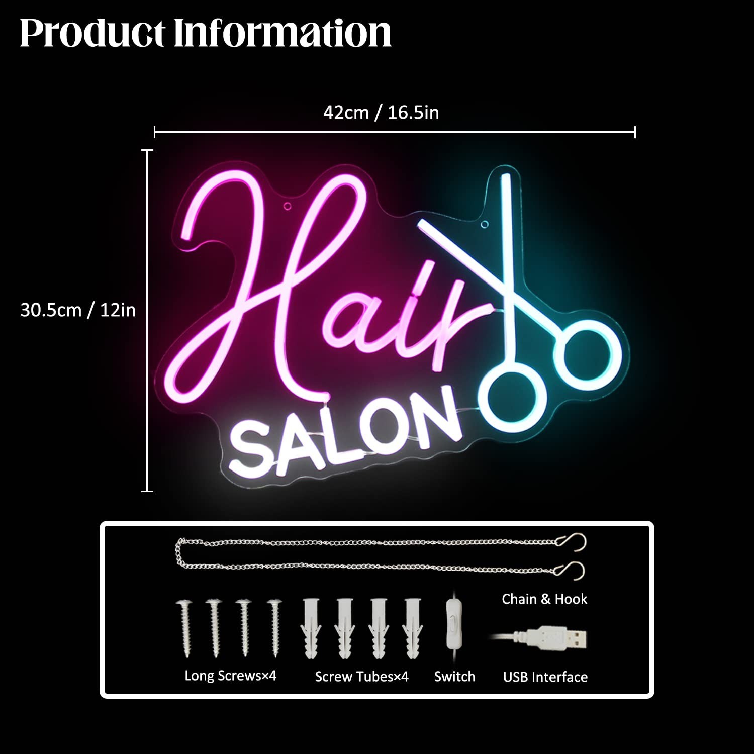 CKTBLEY Hair Salon Neon Sign Barber Neon Light Salon LED Signs for Wall Hairc…