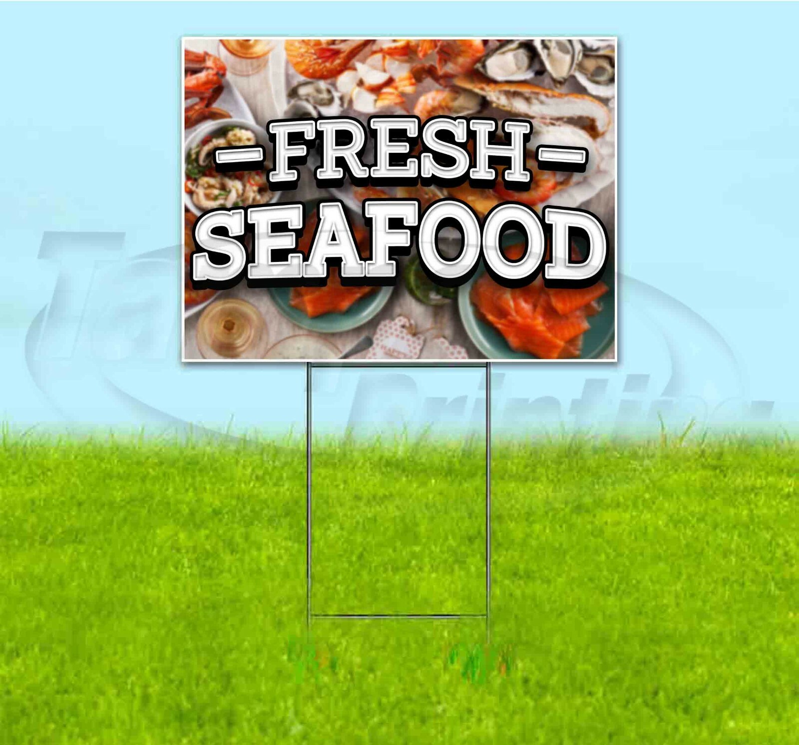 FRESH SEAFOOD 18×24 Yard Sign WITH STAKE Corrugated Bandit USA BUSINESS FOOD