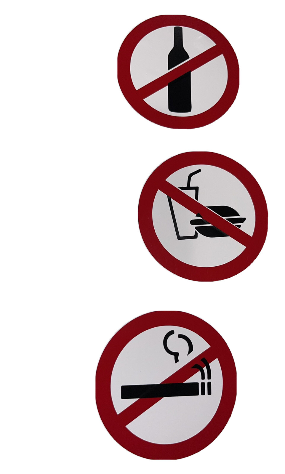 3 Pc. No Drinking, No Eating, No Smoking Laminated sign.