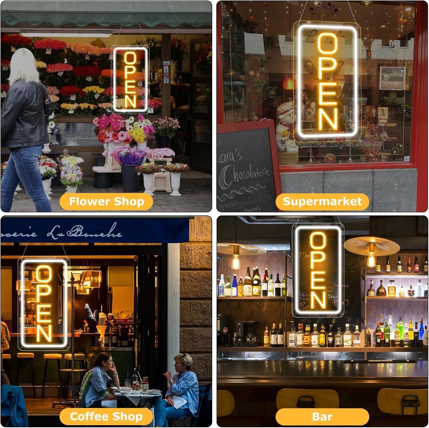 16″x 9″ Super Bright Open Sign, Adjustable Brightness Neon Open Signs for Busine