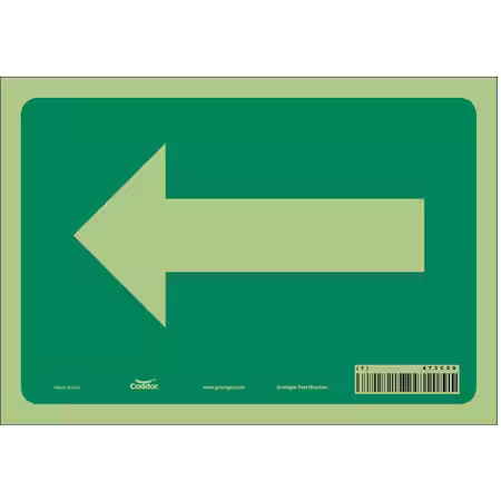 Condor 473C09 Directional Sign, Left Arrow, 10 In W X 7 In H, Vertical
