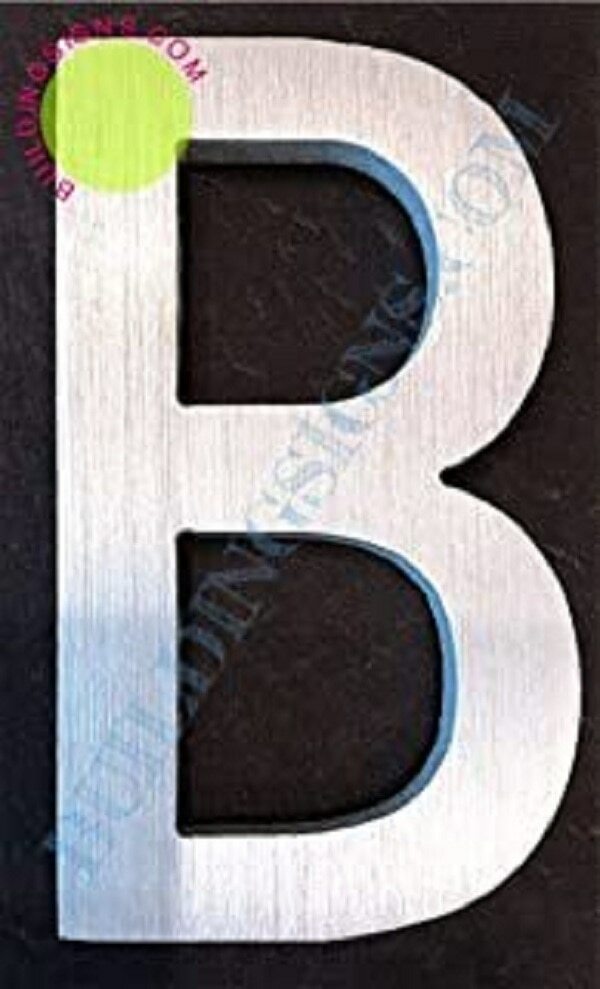 Aluminum Letter B Sign (Brush Silver,Double Sided Tape, 2.75 inch)…-REF24-1027