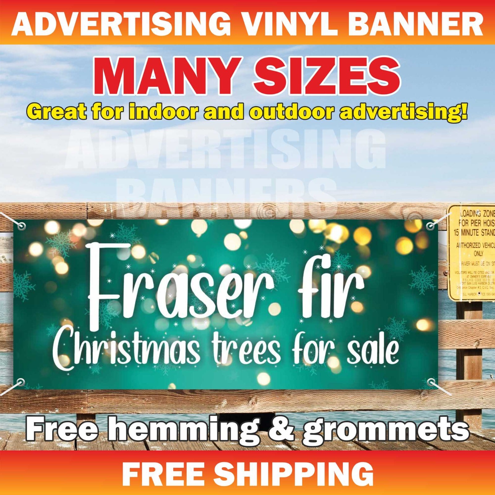 CHRISTMAS TREE Fraser Fir For Sale Advertising Banner Vinyl Mesh Sign Flag Xmas