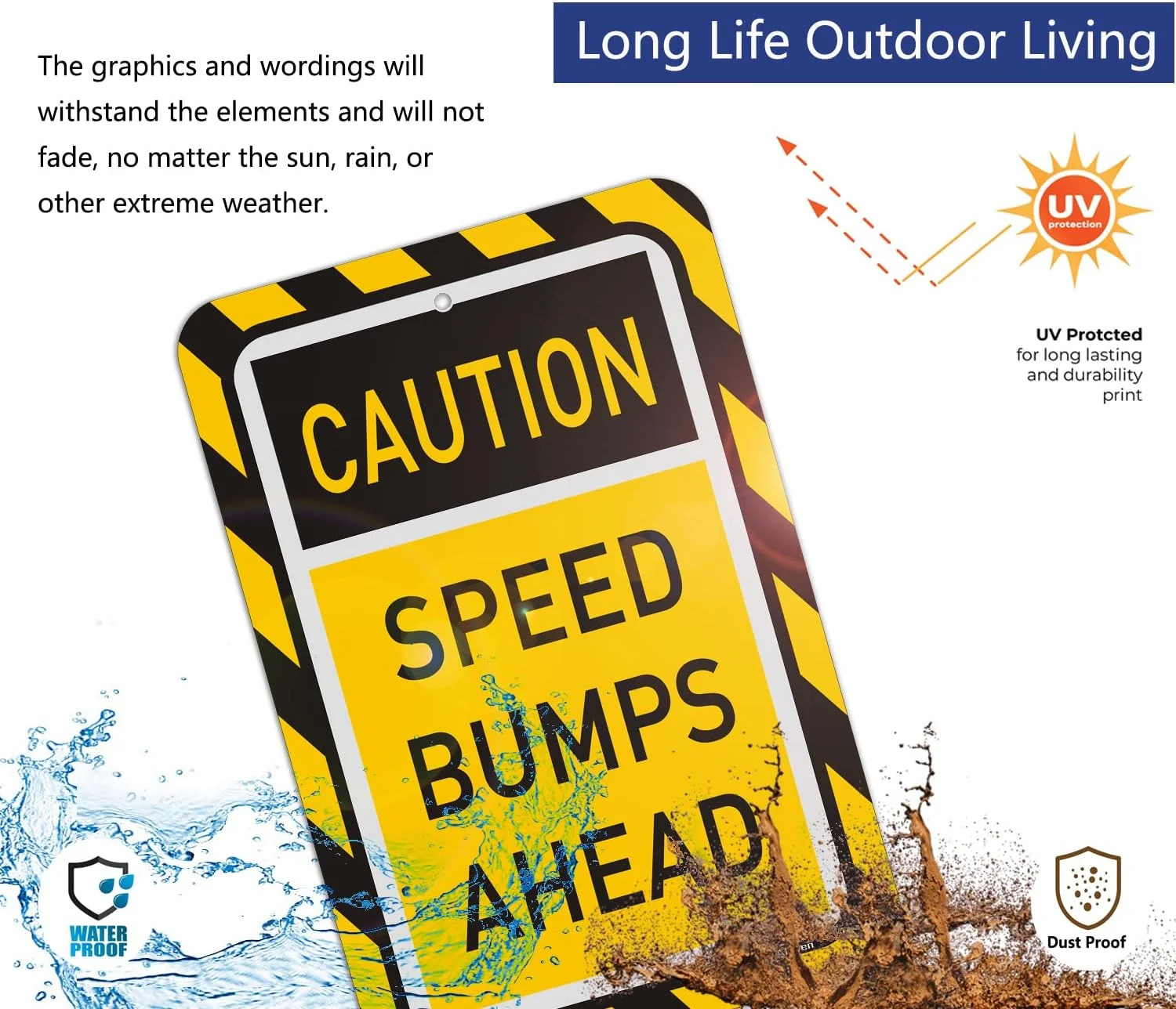 2 Pack Speed Bumps Ahead Signs Slow Down Signs Metal Reflective 18″ x 12″ Rust F
