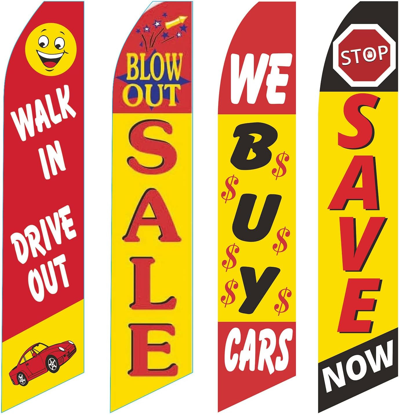 Used Cars Flag Windless Swooper 4 Lot Set Auto save Walk in Drive Sale We Buy