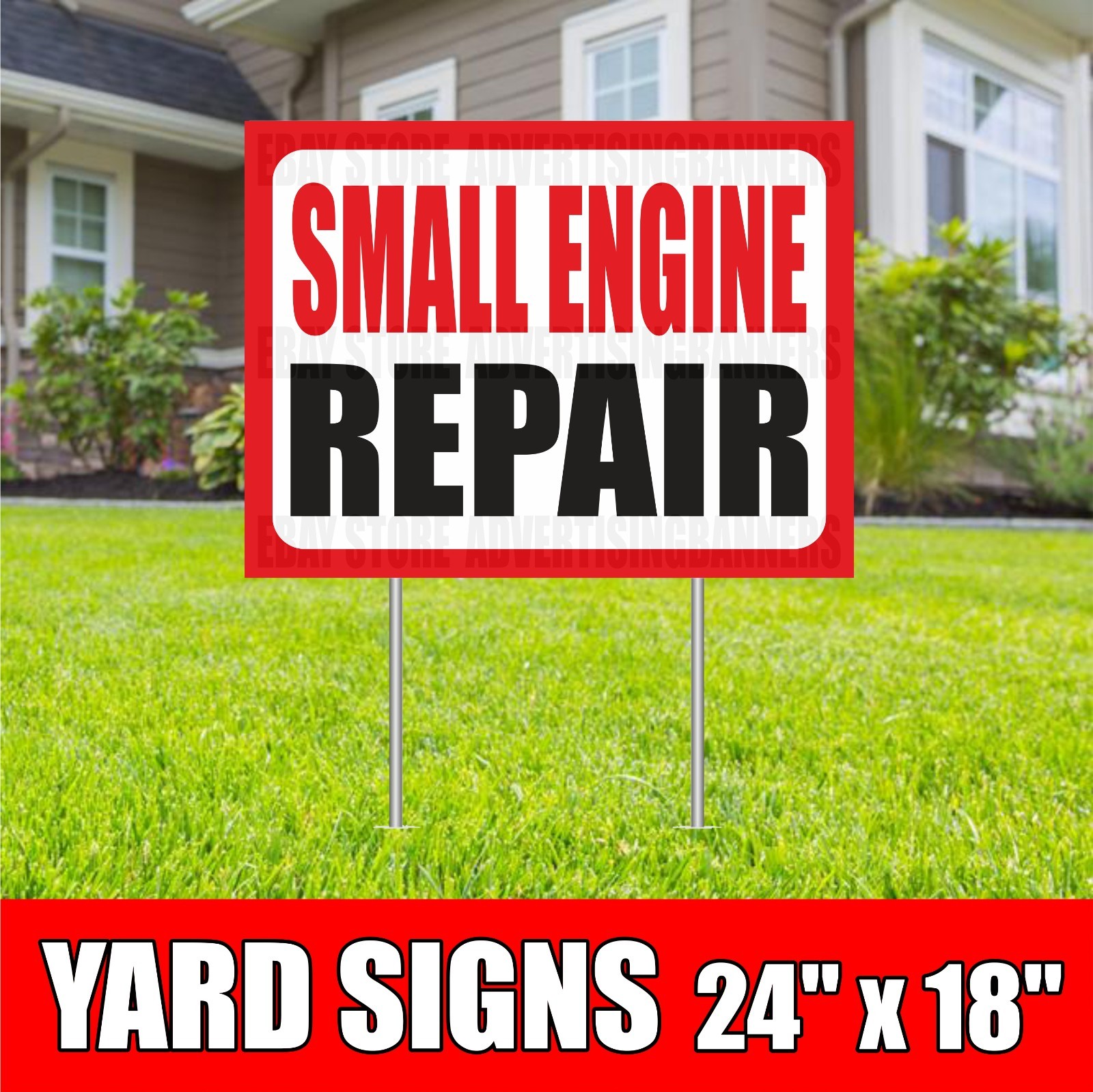 SMALL ENGINE REPAIR Yard Sign with H-Stakes Service Car Auto Mechanic Service