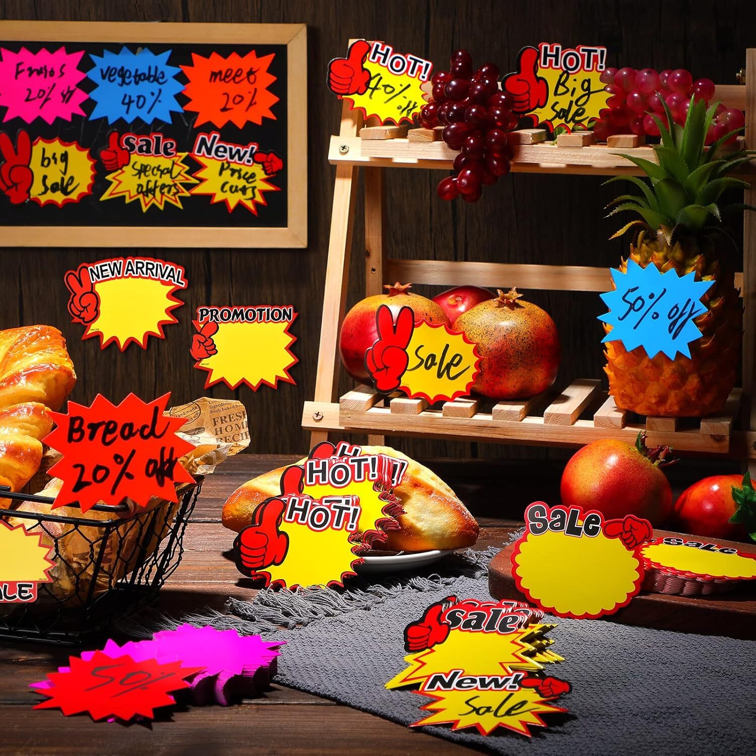 1000 Pieces Burst Signs Fluorescent Signs Blank Star Shape Retail Sale Tags Burs