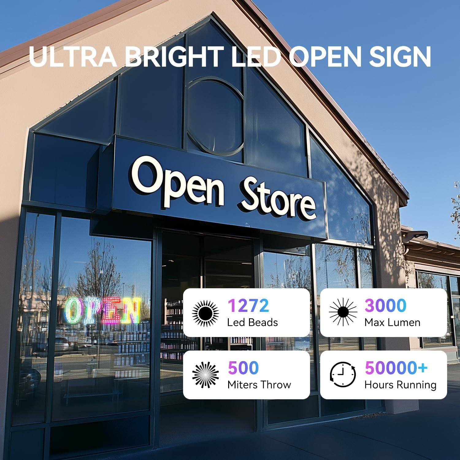 LED Open Signs for Buiness, 48″X16″Large Open Light up Signs with Remote Control