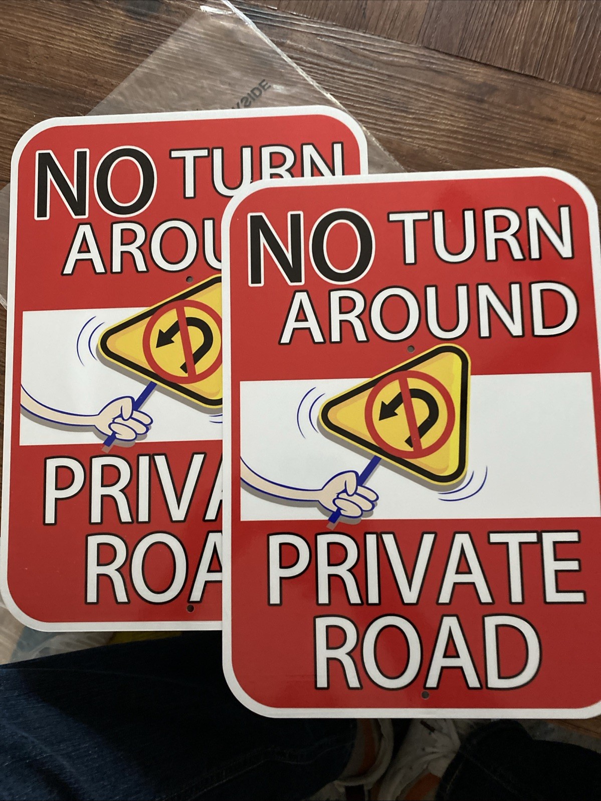 No Turn Around Private Drive Sign Aluminum Bright Color 10×12 Sign New 2 Pack