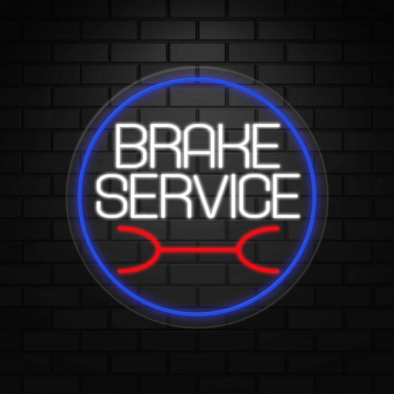 Brake Service Sign for Retail | LED Flex Neon | 18″W x 18″H x 1″D