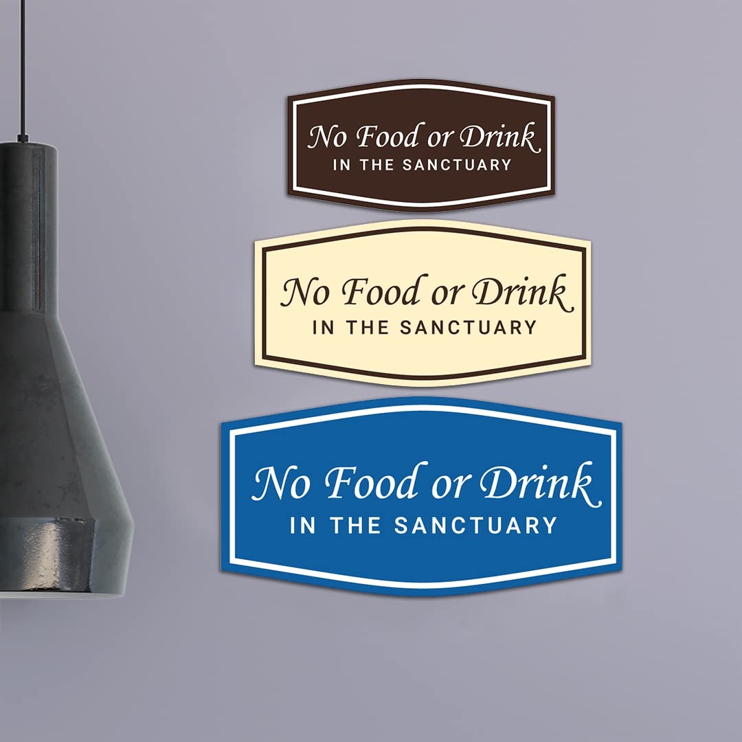 No Food Or Drink In The Sanctuary Sign Black Gold Large (2 Pack)