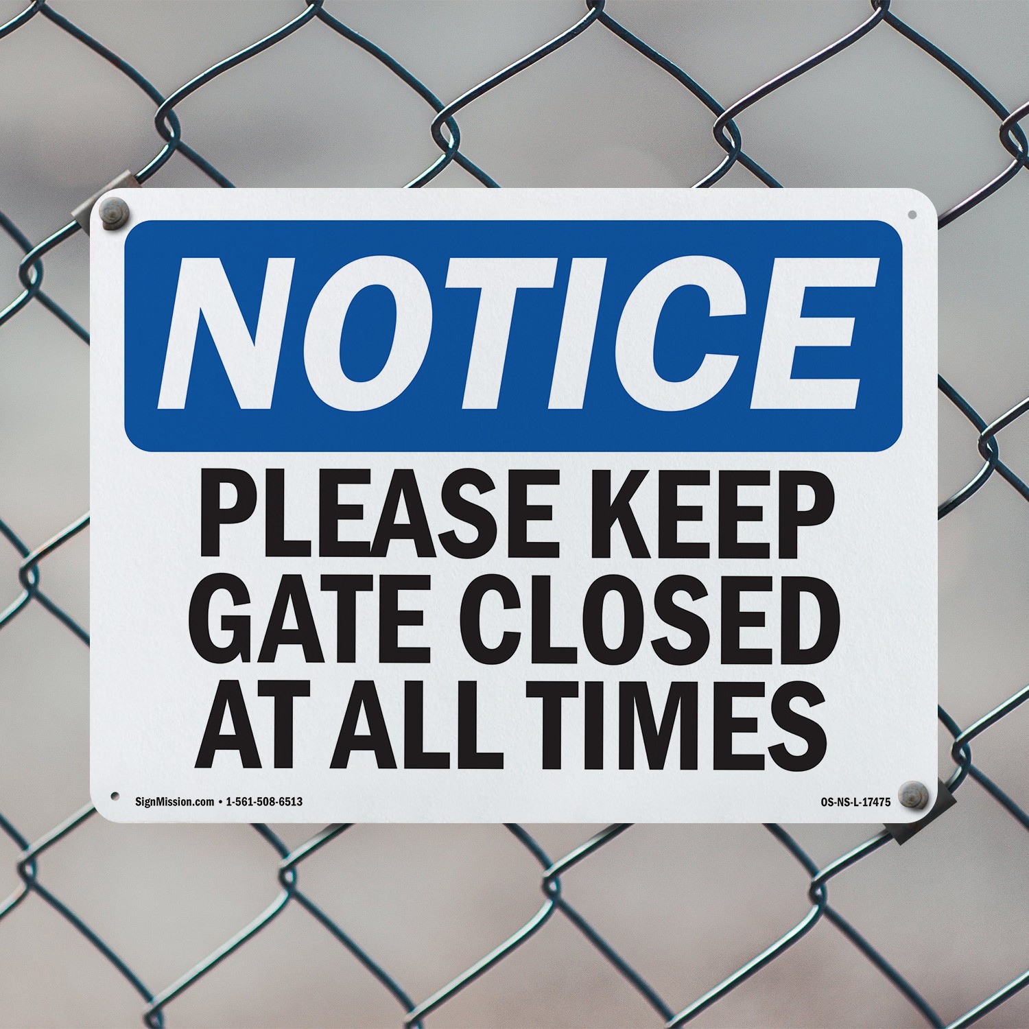 Please Keep Gate Closed At All Times OSHA Notice Sign Or Decal – 5 or 10 Pack
