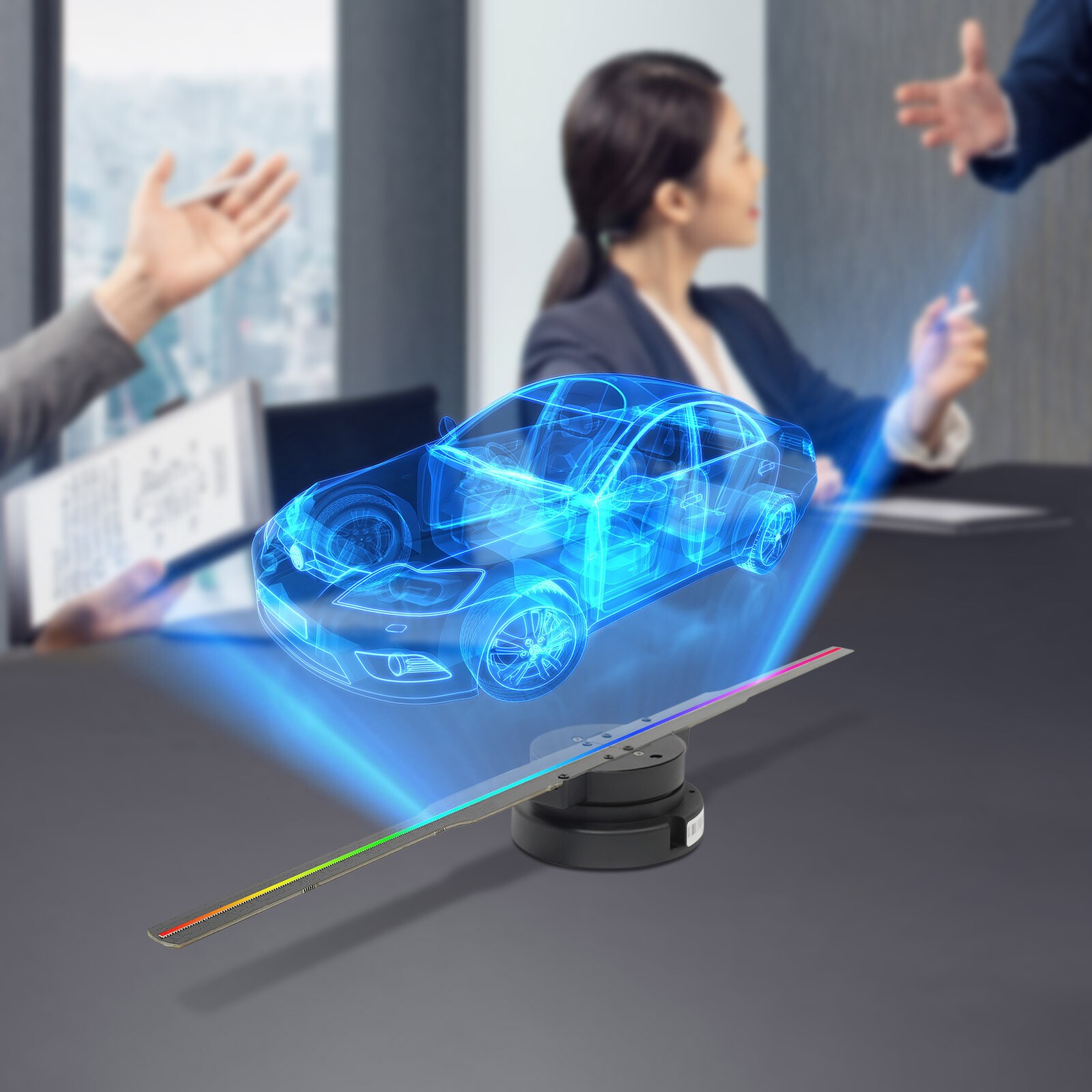 3D Holographic Fan Hologram Fan Projector LED Light RGB Sign Bar +Control