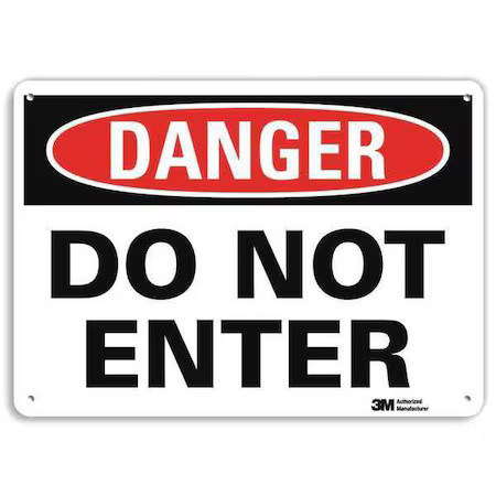 Lyle U1-1032-Ra_14X10 Danger Sign, 10 In H, 14 In W, Aluminum, Horizontal