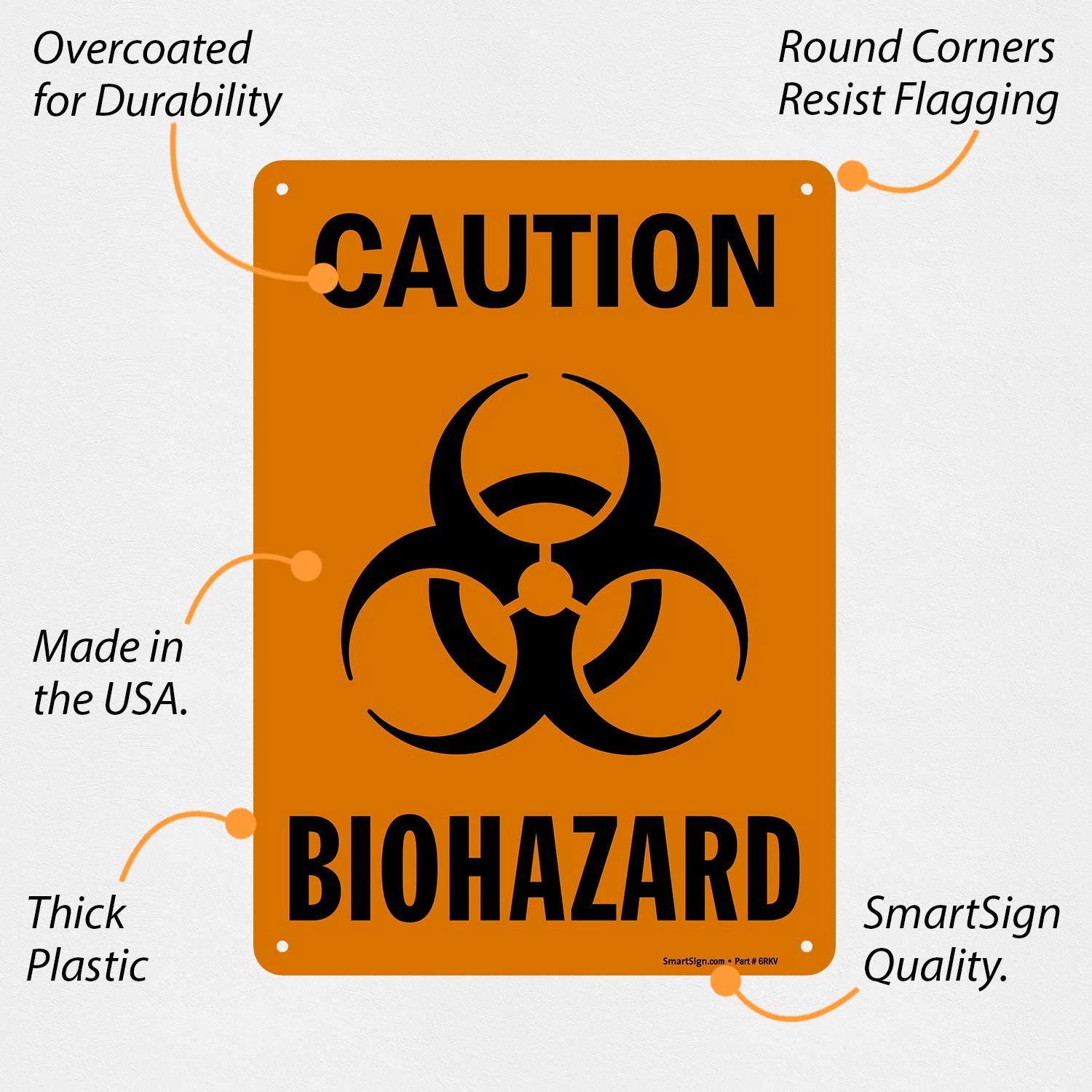 S 0249 PL 14 Caution Biohazard Sign 10×14 Inch Plastic Safety Warning Notice