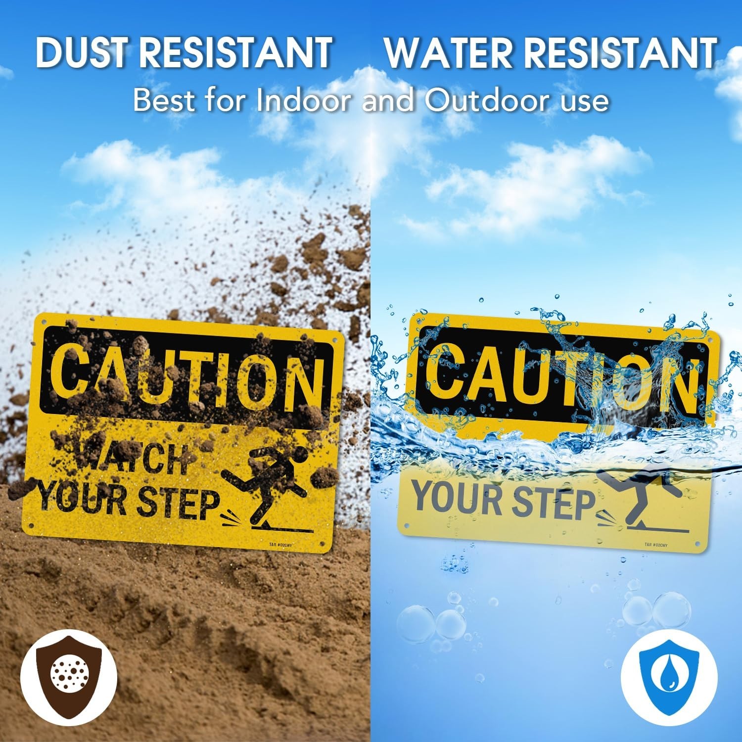 10 x 7 Inch Waterproof Caution Watch Your Step Signs – Rust-Free Aluminum Pair