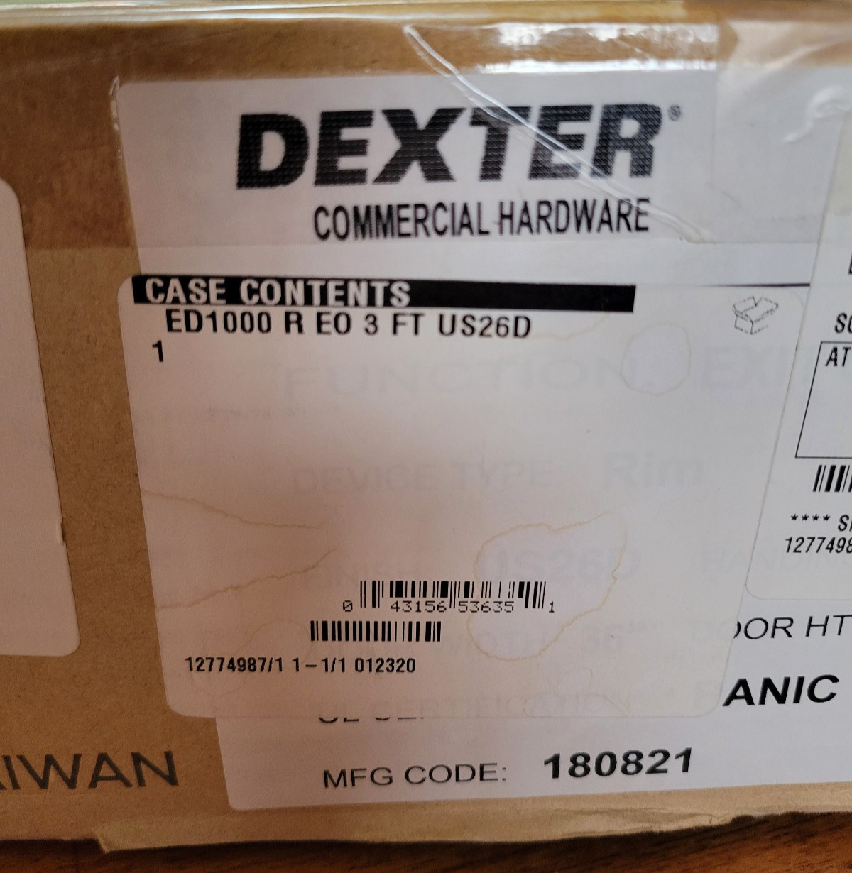 ED1000-R-EO-3 FT-US26D 3′ Dexter Rim Exit Device – Satin Chrome Grade 1 – ED1000