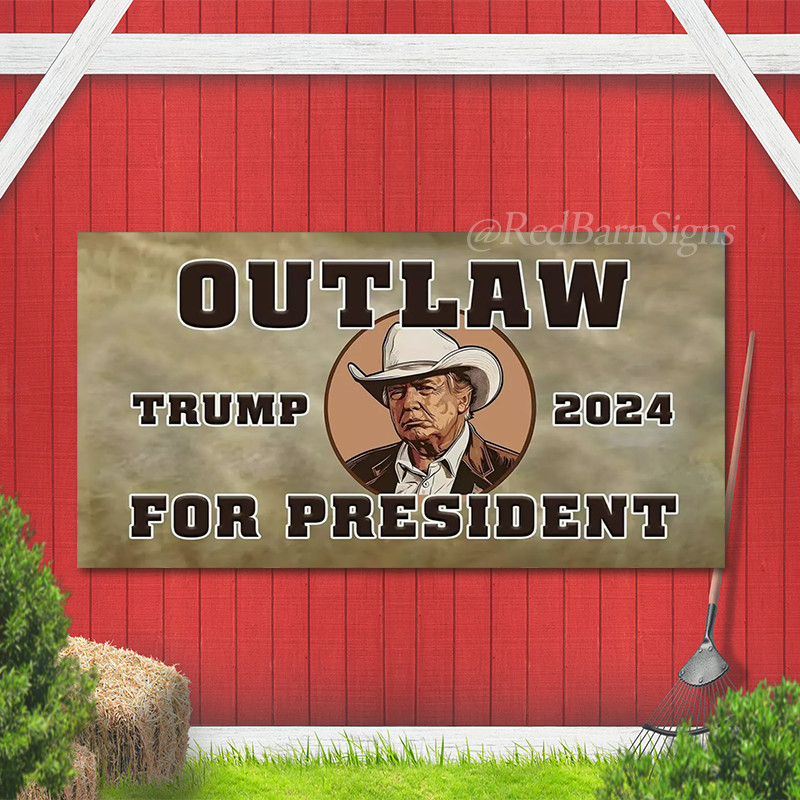 Trump 2024 Outlaw Flag Funny Humorous Political Banner,Donald Brown