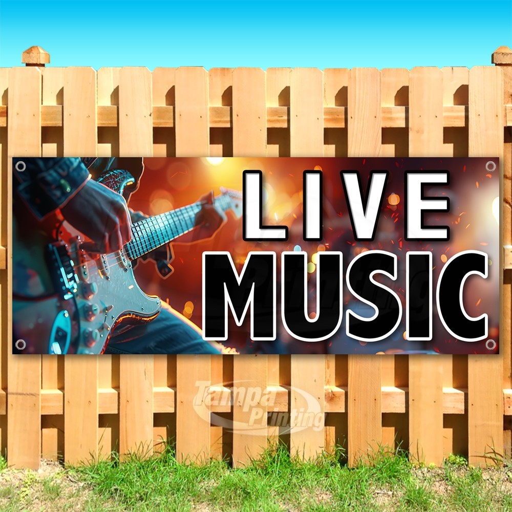 LIVE MUSIC Advertising Band Singing Bar Vinyl Banner Flag Sign USA SB10809