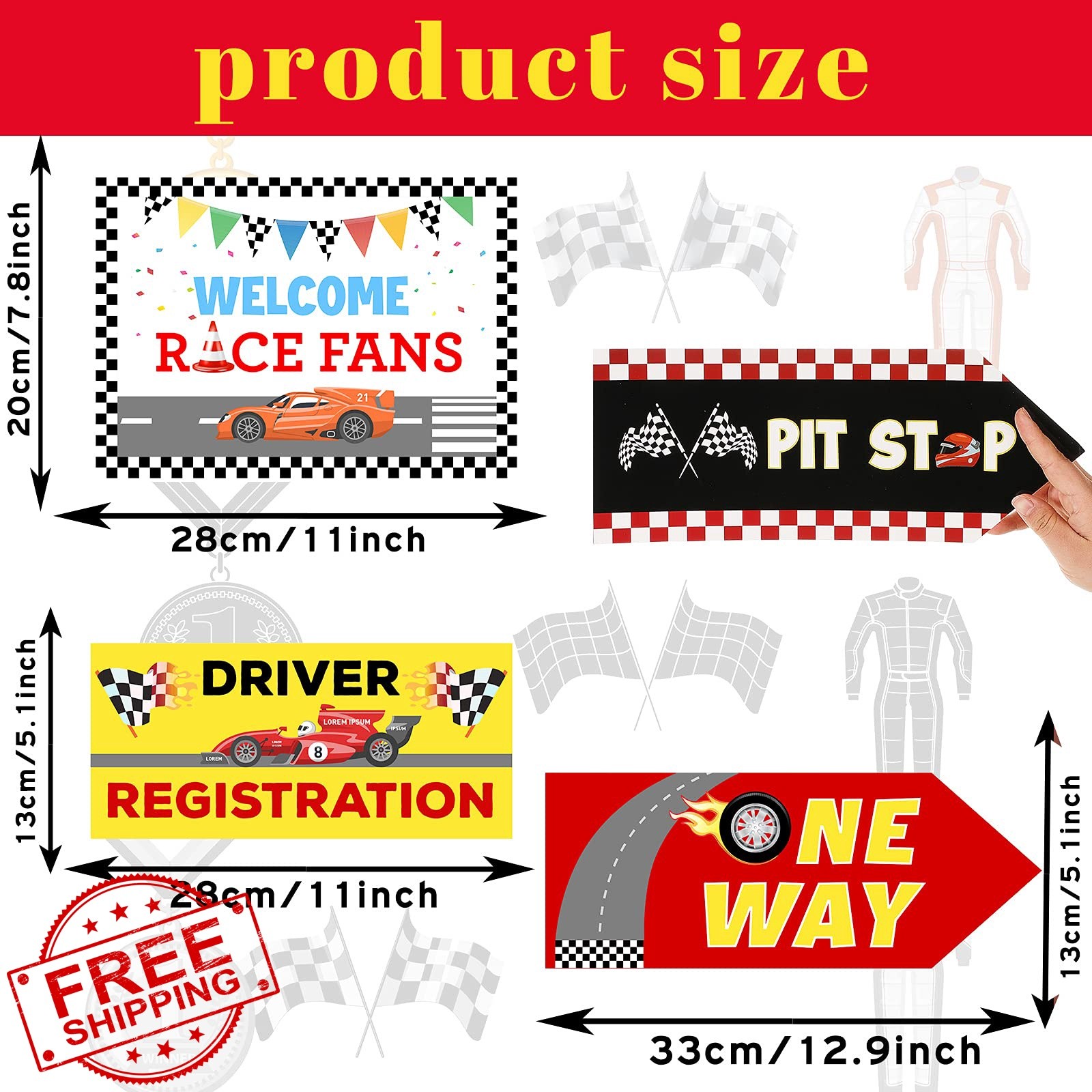 Tenare Race Car Party Directional Yard Signs 20 Pieces