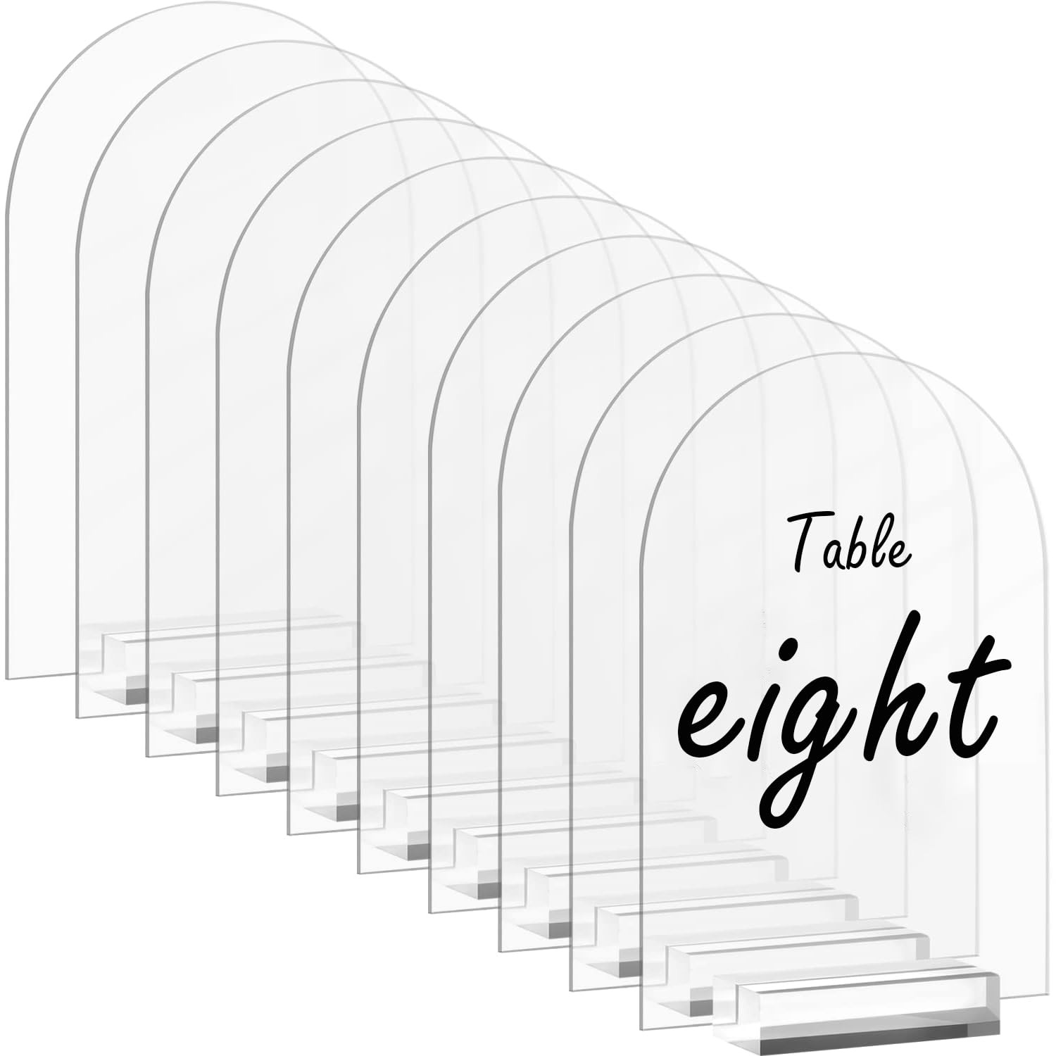 10 PCS 5×7 Inch Clear Arch Acrylic Sign With Stand Blank Table Number Menu DIY