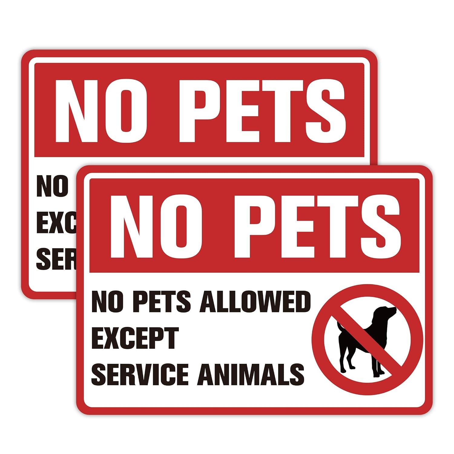 No Pets Allowed Except Service Animals Sign Self Adhesive Weather Resistant Red