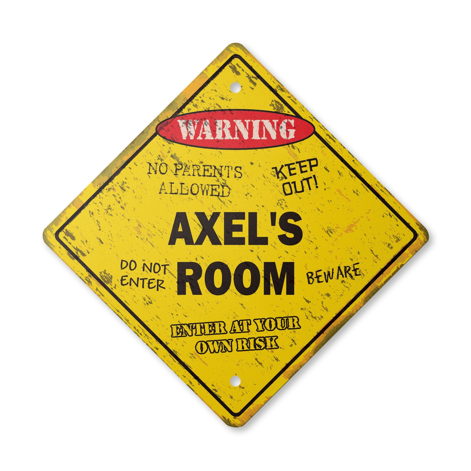 Axels Room Plastic Sign Vintage Crossing Xing kids bedroom door children’s name