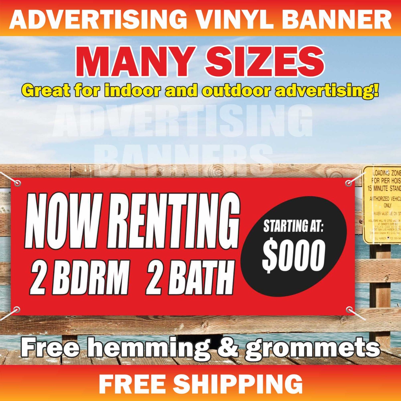 NOW RENTING Advertising Banner Vinyl Mesh Sign Realtor rent room home office