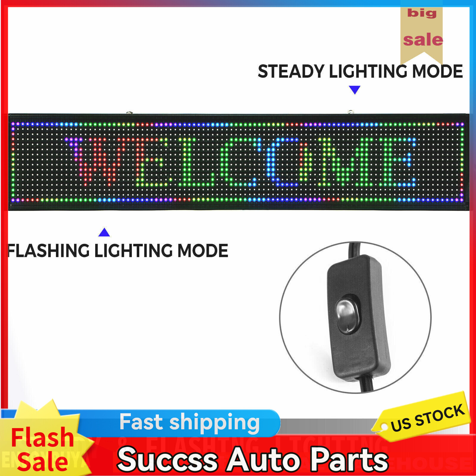40″X8″ LED Scrolling Sign Programble Digital Advertising 7-Color Display Board
