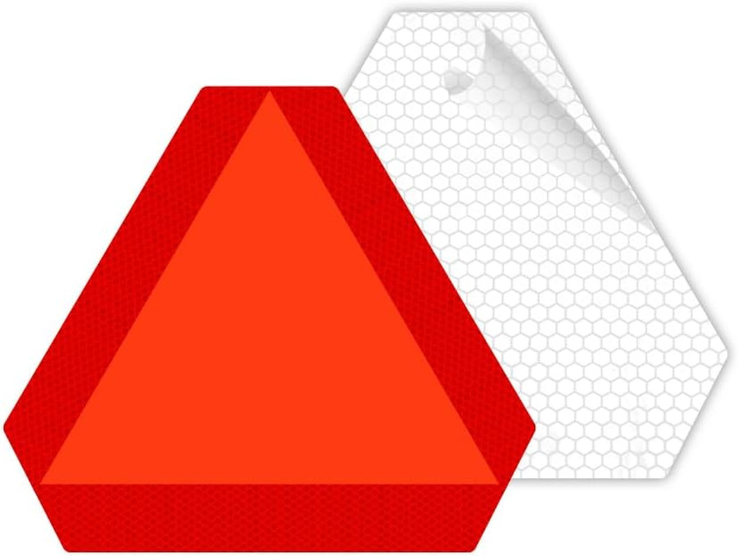 Small Slow Moving Sticker Slow Vehicle Sign, 7 X 8 Inches, Diamond Grade Reflect