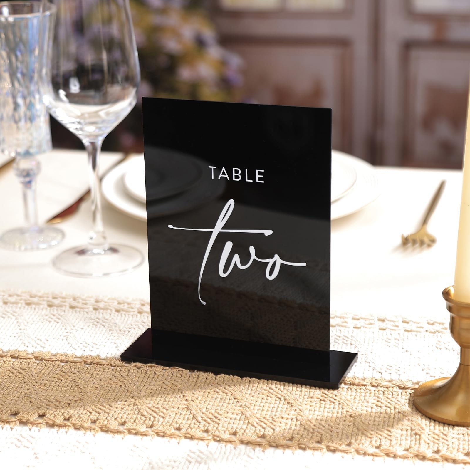 15 PCS Black Acrylic Table Numbers Stands 115 Set Double Sided Wedding 5×7