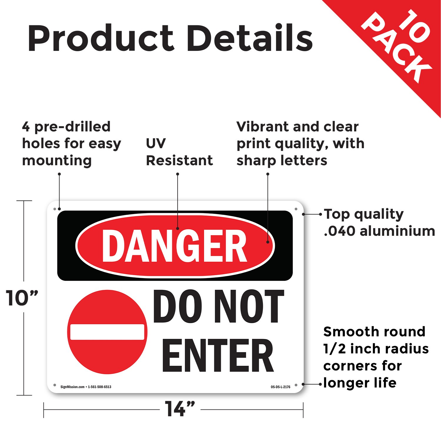 Do Not Enter OSHA Danger Sign Metal, Plastic, Or Decal – 5 or 10 Pack
