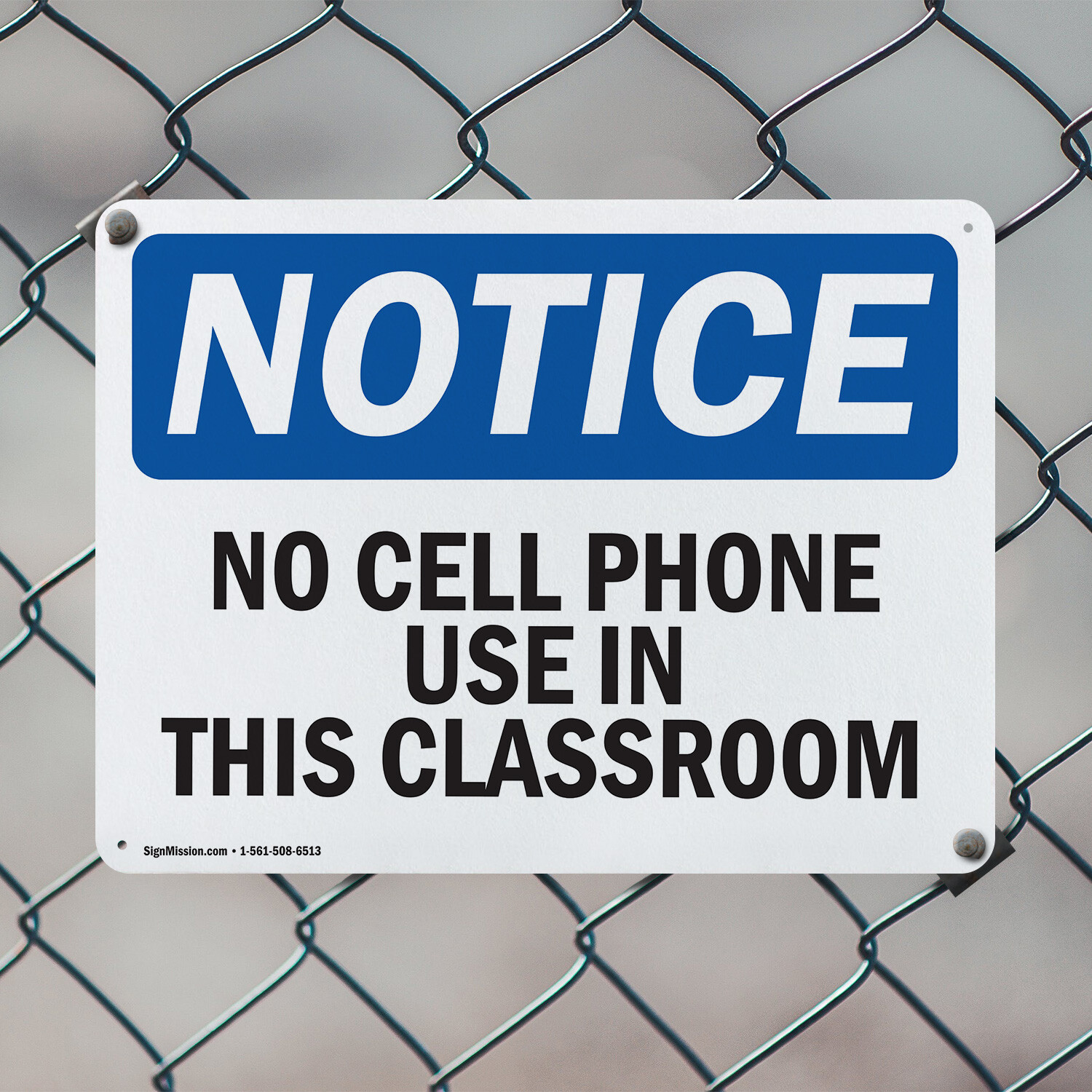 (2 Pack) No Cell Phone Use In This Classroom OSHA Notice Sign Decal Metal
