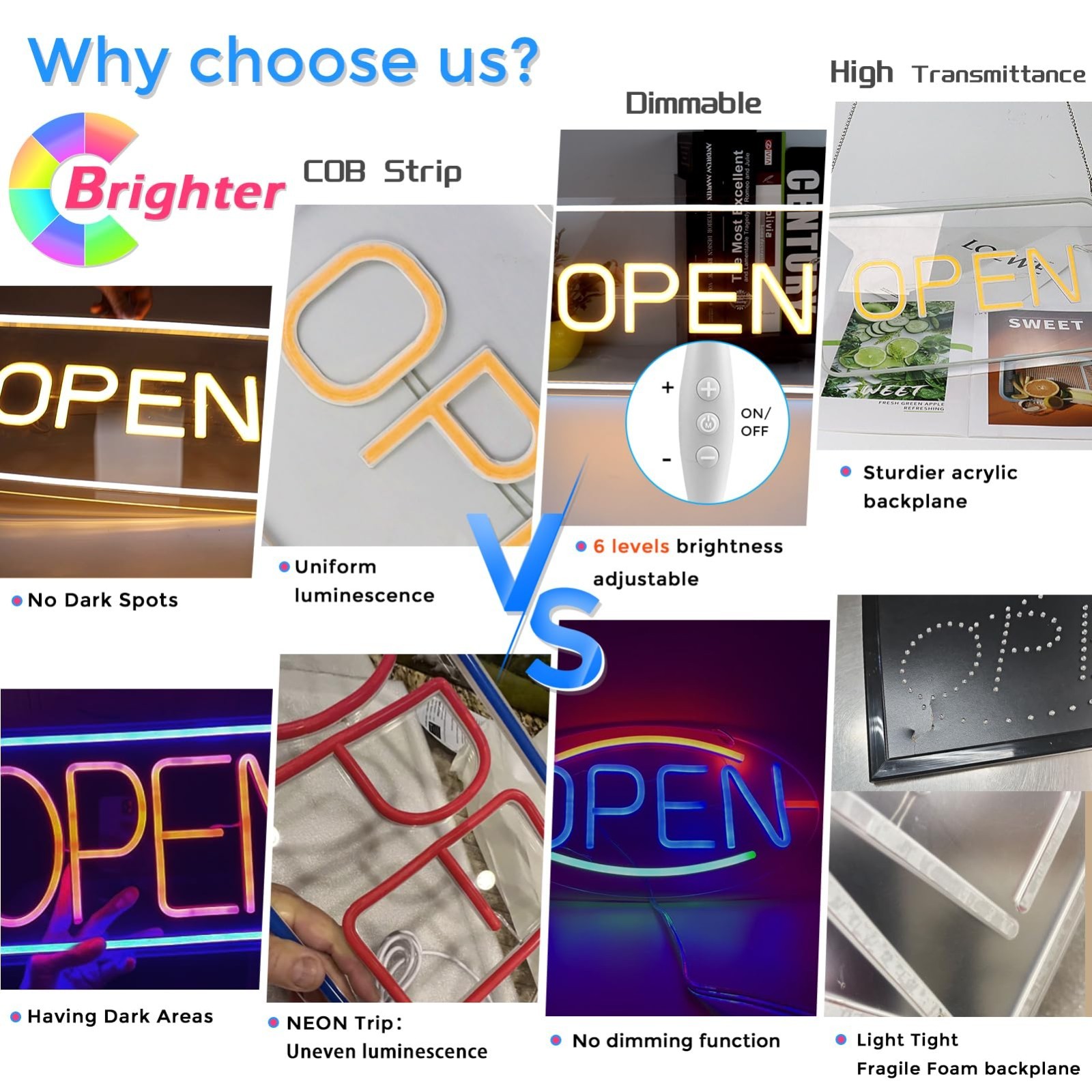 Bright LED Neon Open Sign – 16″x9″ Light Up Business Sign with ON/OFF Switch for