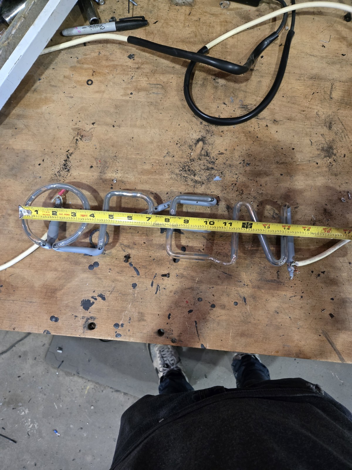 Red Neon OPEN Replacement Tube, 14 1/2 in W x 4in H Neon Sign Part