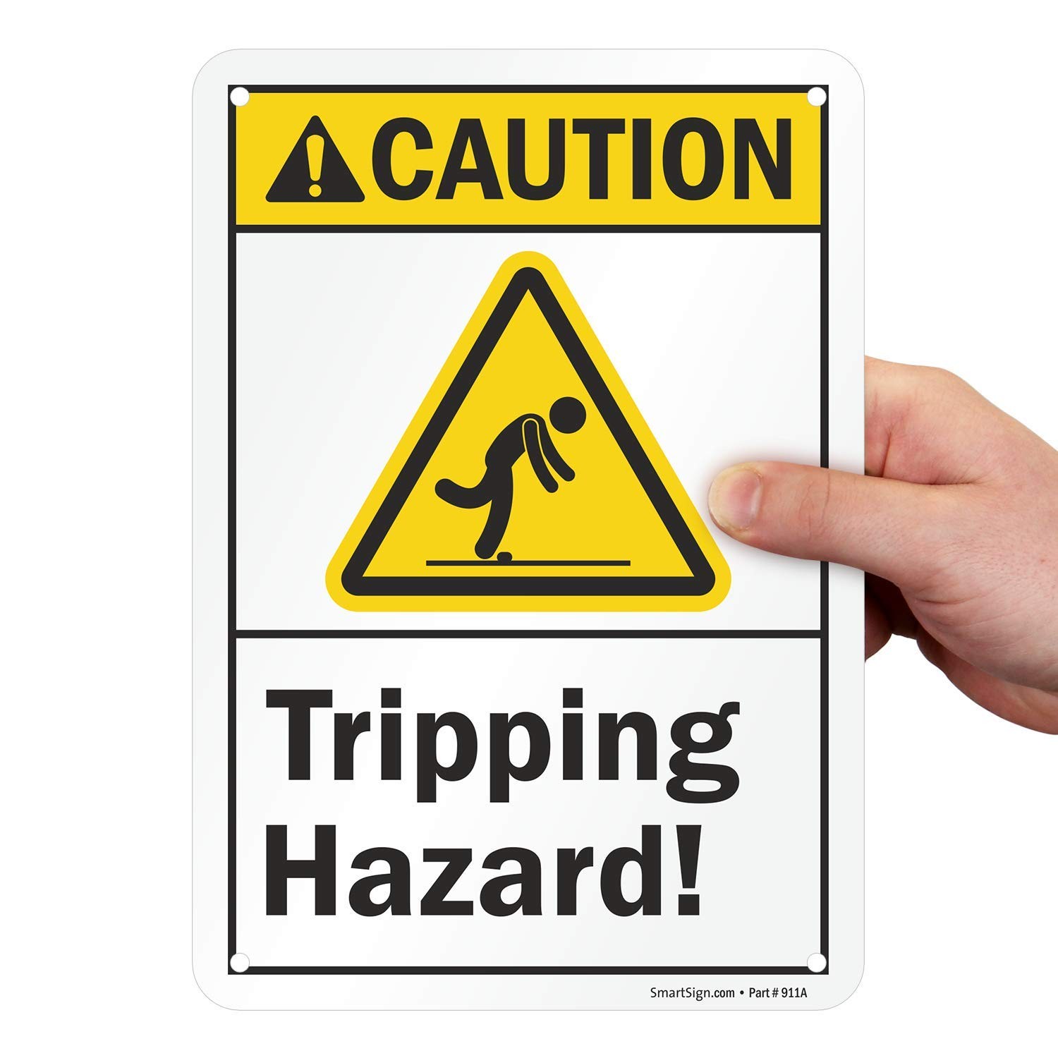 Caution Tripping Hazard Warning Sign Plastic Safety Notice Board Decal 7x10In