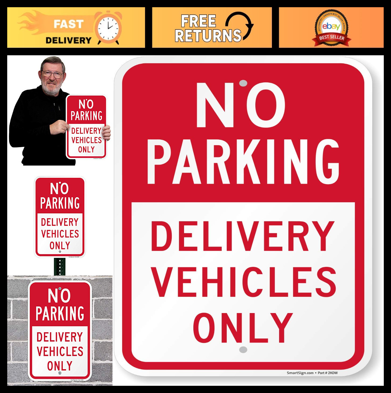 No Parking Delivery Vehicles Only Sign – 12×18 Aluminum Safety Notice