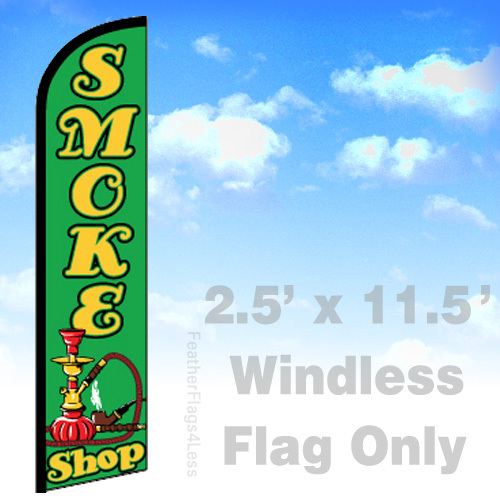 SMOKE SHOP – WINDLESS Swooper Flag Feather Banner Sign 2.5×11.5 – gf