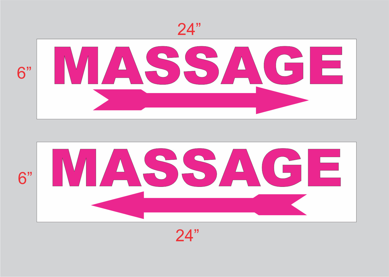 MASSAGE arrow Hot Pink 6″x24″ REAL ESTATE RIDER SIGNS Buy 1 Get 1 FREE 2 Sided