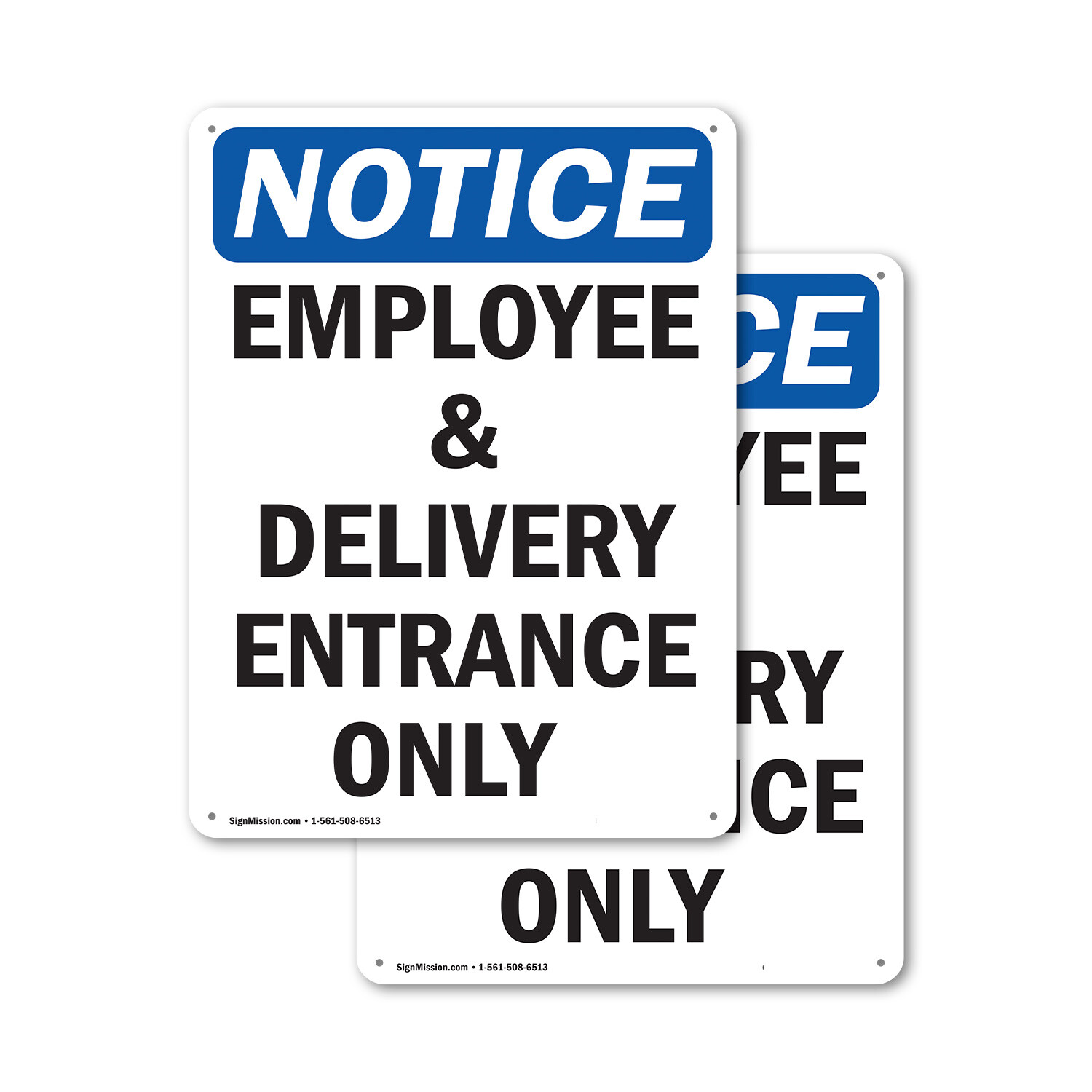 (2 Pack) Employee And Delivery Entrance Only OSHA Notice Sign Decal Metal