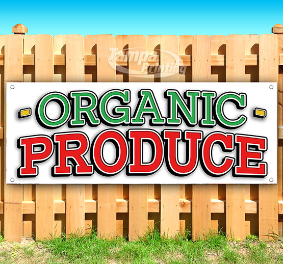 ORGANIC PRODUCE Advertising Vinyl Banner Flag Sign Many Sizes CARNIVAL FAIR FOOD