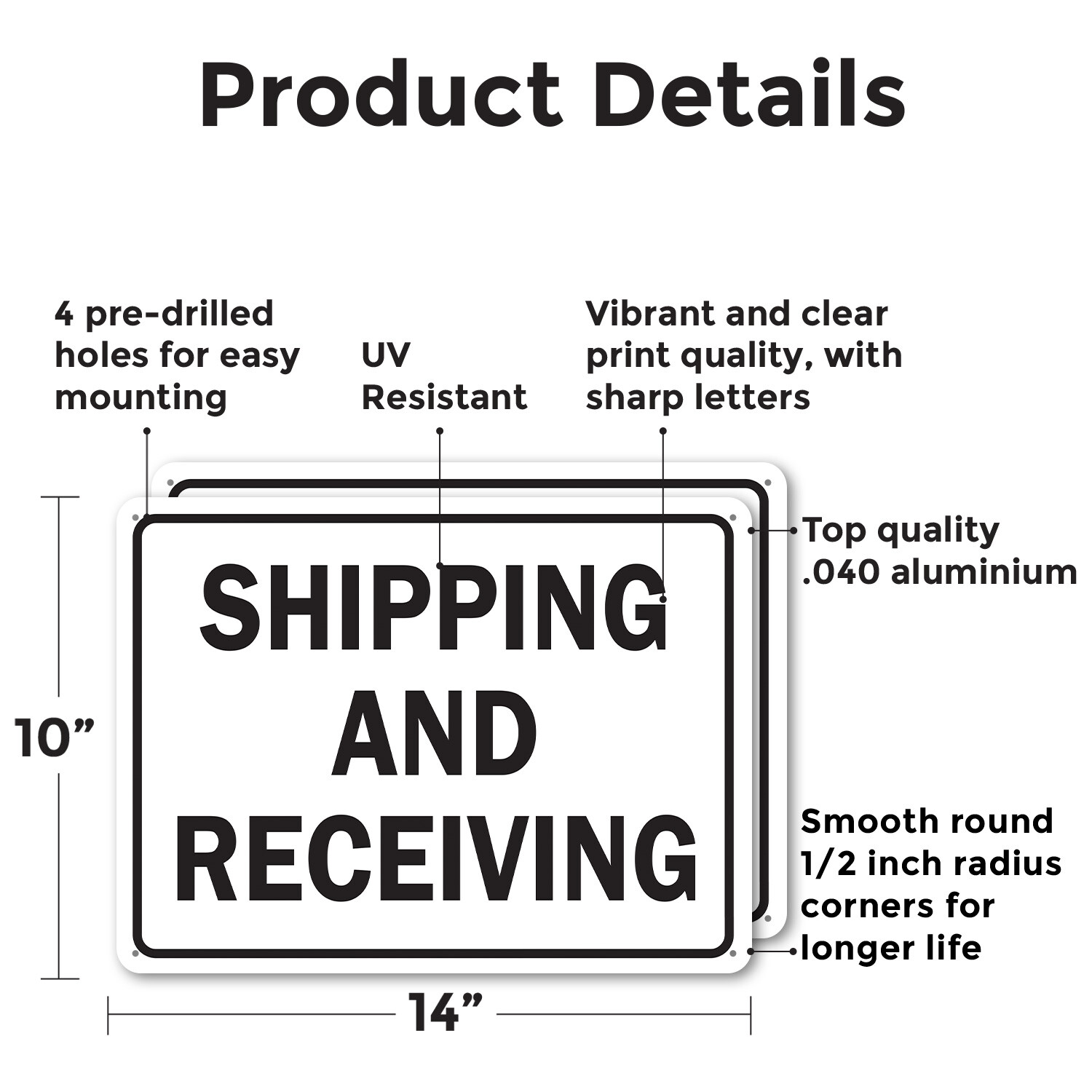 (2 Pack) Shipping And Receiving Warehouse OSHA ANSI Sign Decal Metal Plastic