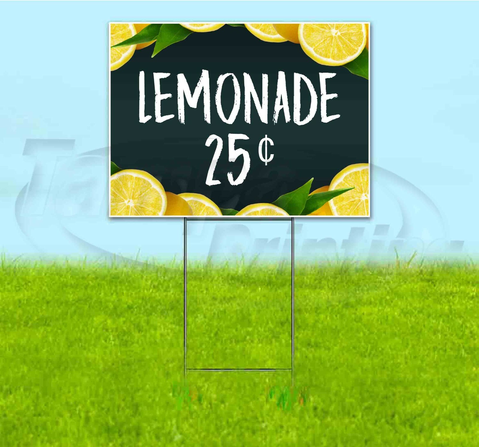 LEMONADE 25 CENTS 18×24 Yard Sign WITH STAKE Corrugated Bandit STAND FRESH